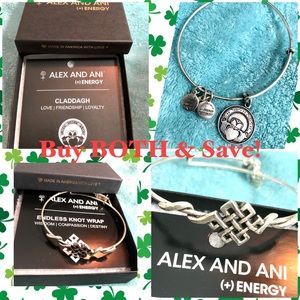 Alex and Ani Silver Bangle Bracelet Irish Bundle /Lot of Claddagh & Endless Knot